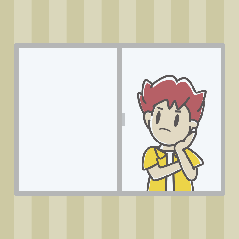 窓で考える男子大学生のイラスト【色、背景あり】PNG