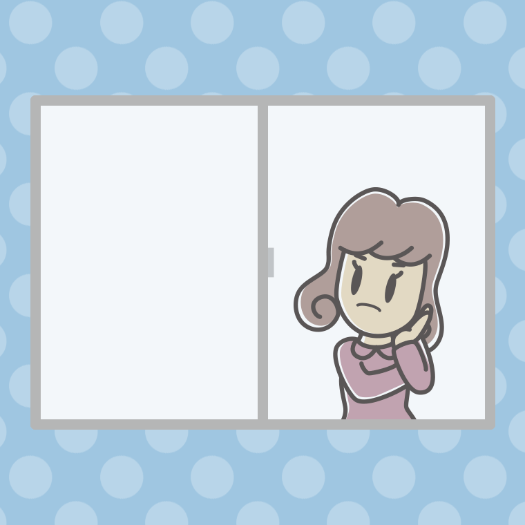 窓で考える女子大学生のイラスト【色、背景あり】PNG