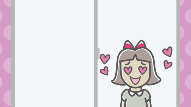 窓で目がハートの小学生女子のイラスト【色、背景あり】PNG