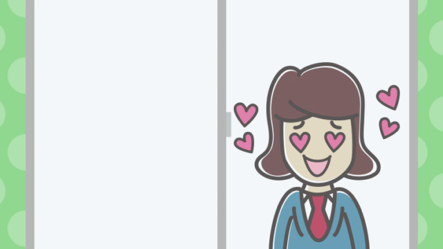 窓で目がハートの女子高校生のイラスト【色、背景あり】PNG