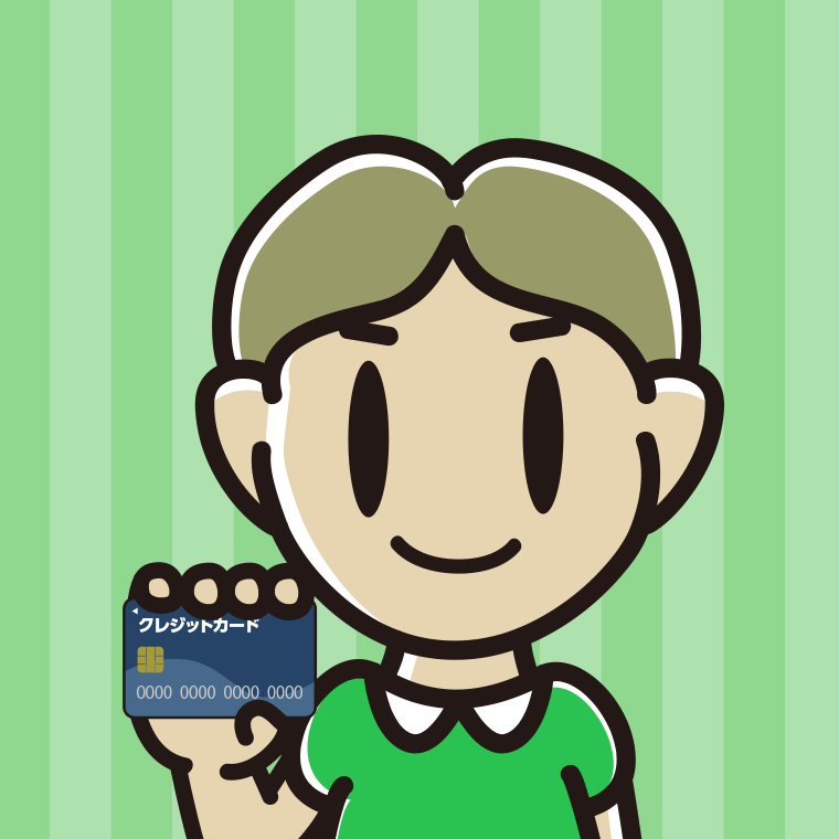 クレジットカードを持つ小学生男子のイラスト【色、背景あり】PNG