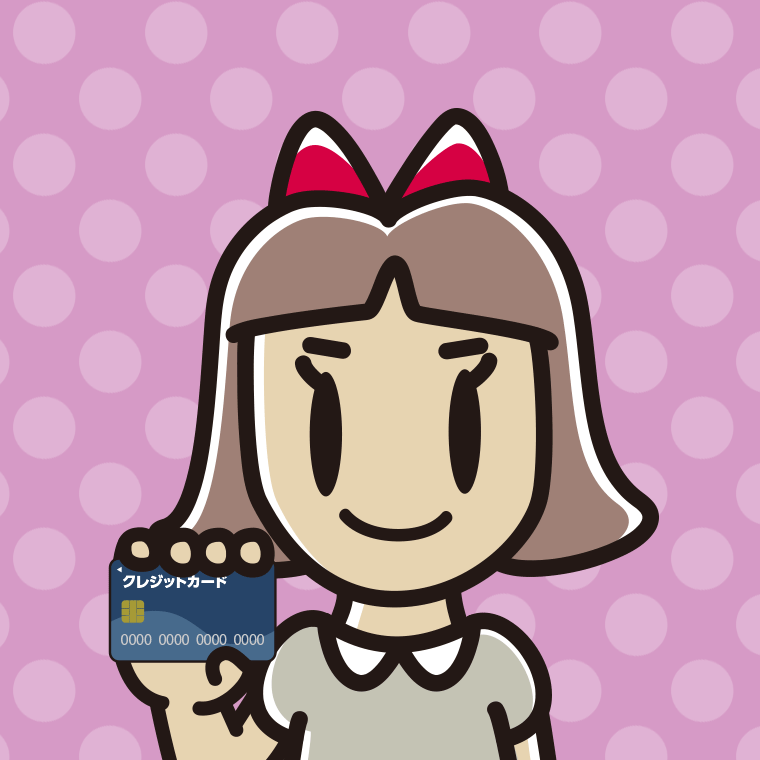 クレジットカードを持つ小学生女子のイラスト【色、背景あり】PNG