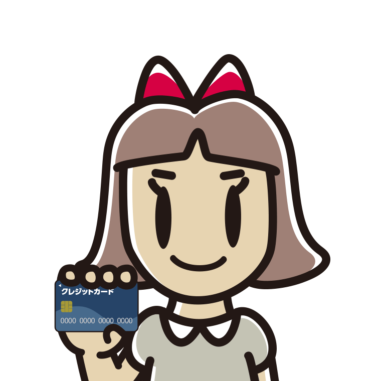 クレジットカードを持つ小学生女子のイラスト【色あり、背景なし】透過PNG