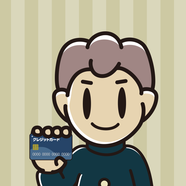 クレジットカードを持つ男子中学生のイラスト【色、背景あり】PNG