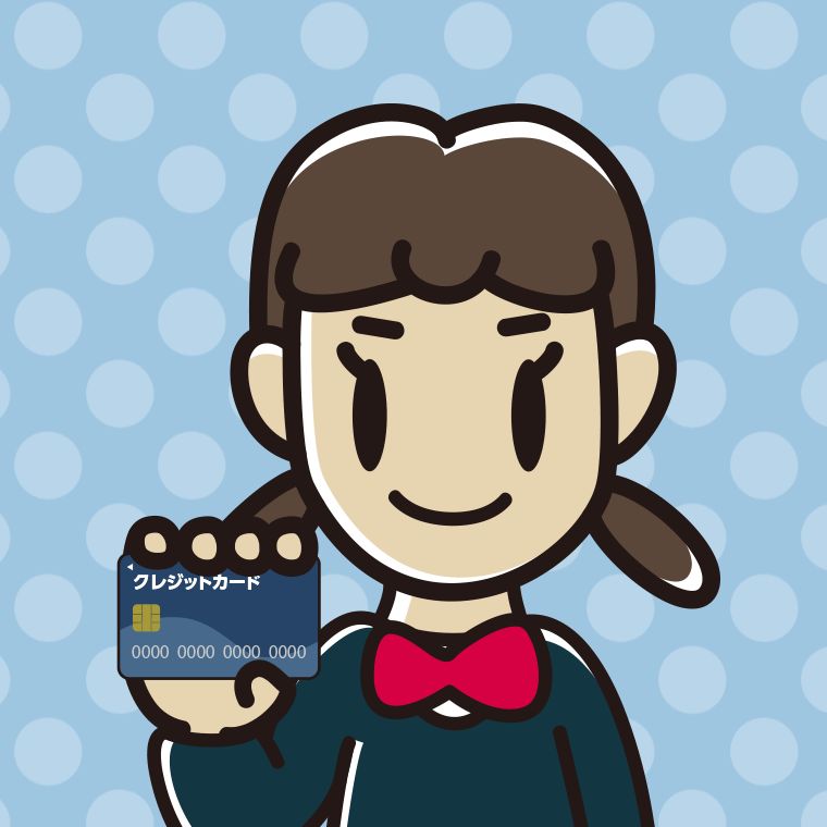 クレジットカードを持つ女子中学生のイラスト【色、背景あり】PNG