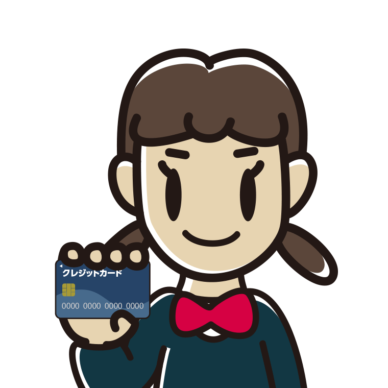 クレジットカードを持つ女子中学生のイラスト【色あり、背景なし】透過PNG