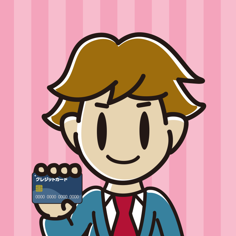 クレジットカードを持つ男子高校生のイラスト【色、背景あり】PNG