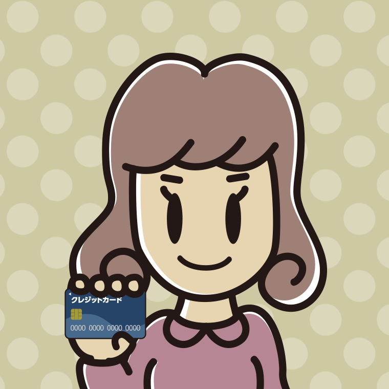クレジットカードを持つ女子大学生のイラスト【色、背景あり】PNG