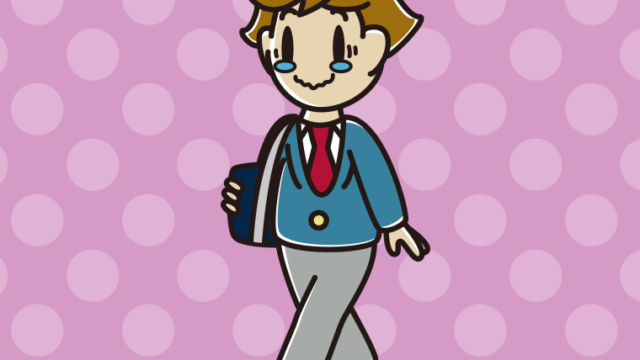 通学中にジーンとする男子高校生のイラスト【色、背景あり】PNG