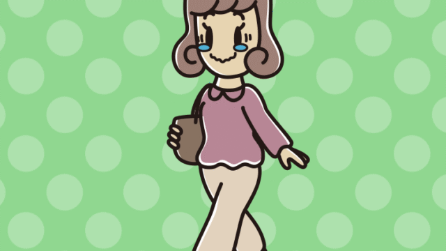 通学中にジーンとする女子大学生のイラスト【色、背景あり】PNG