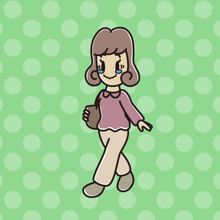 通学中にジーンとする女子大学生のイラスト【色、背景あり】PNG