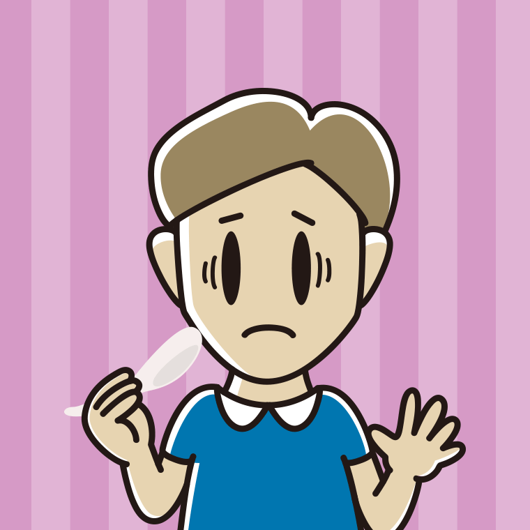 レンゲで困る男性のイラスト【色、背景あり】PNG