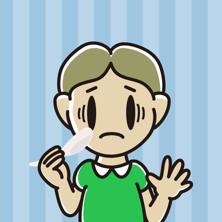 レンゲで困る小学生男子のイラスト【色、背景あり】PNG