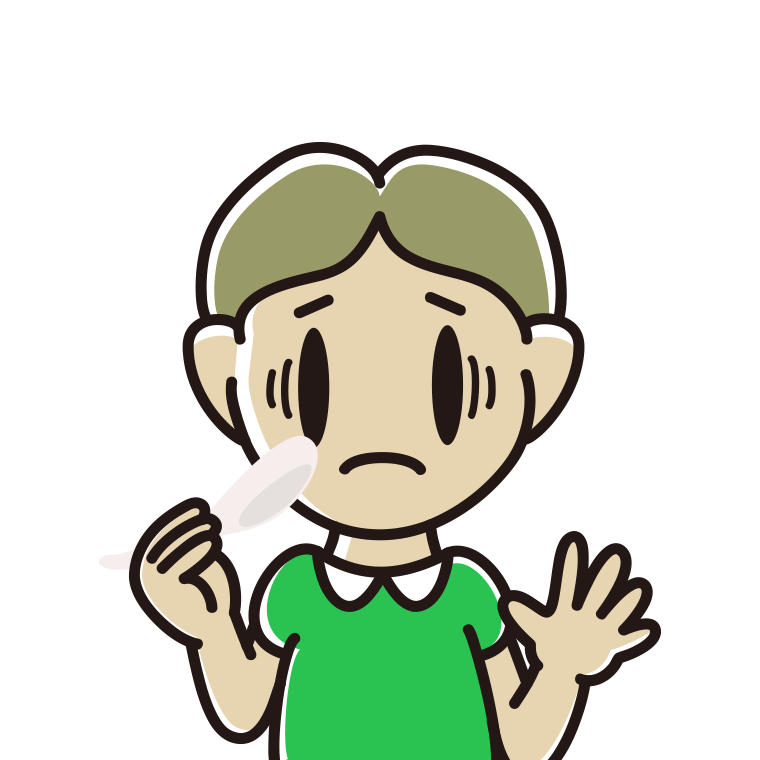 レンゲで困る小学生男子のイラスト【色あり、背景なし】透過PNG