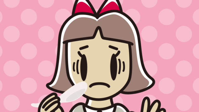 レンゲで困る小学生女子のイラスト【色、背景あり】PNG