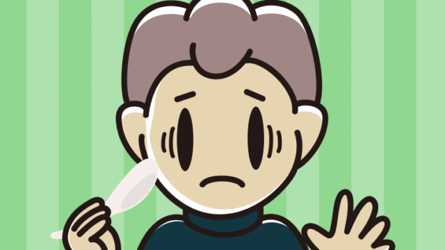 レンゲで困る男子中学生のイラスト【色、背景あり】PNG