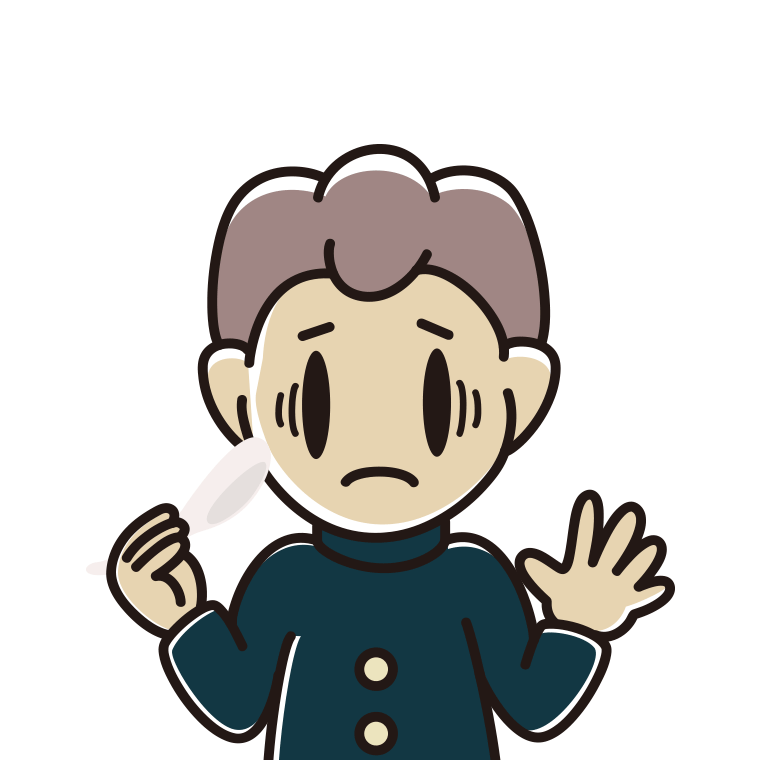 レンゲで困る男子中学生のイラスト【色あり、背景なし】透過PNG