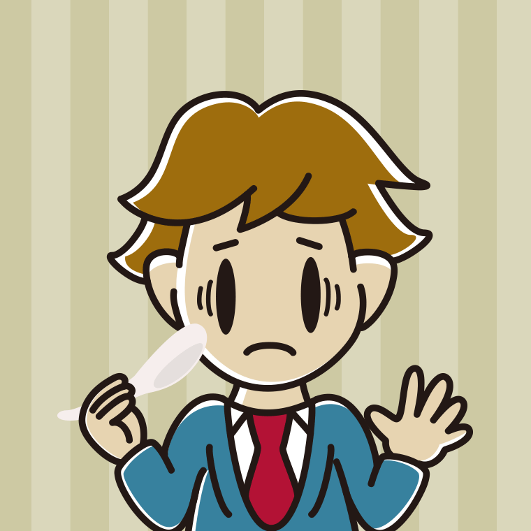 レンゲで困る男子高校生のイラスト【色、背景あり】PNG