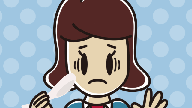 レンゲで困る女子高校生のイラスト【色、背景あり】PNG