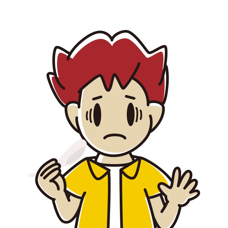 レンゲで困る男子大学生のイラスト【色あり、背景なし】透過PNG