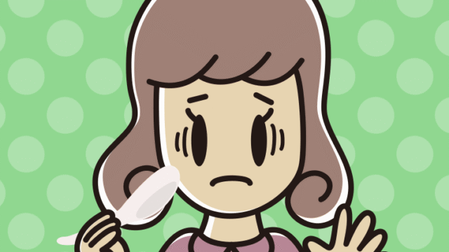 レンゲで困る女子大学生のイラスト【色、背景あり】PNG