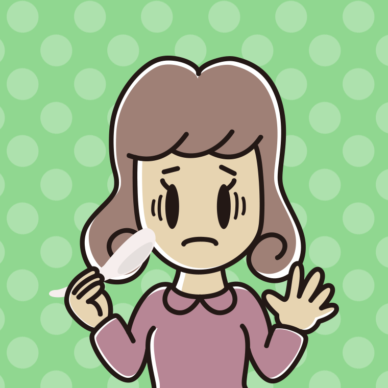 レンゲで困る女子大学生のイラスト【色、背景あり】PNG