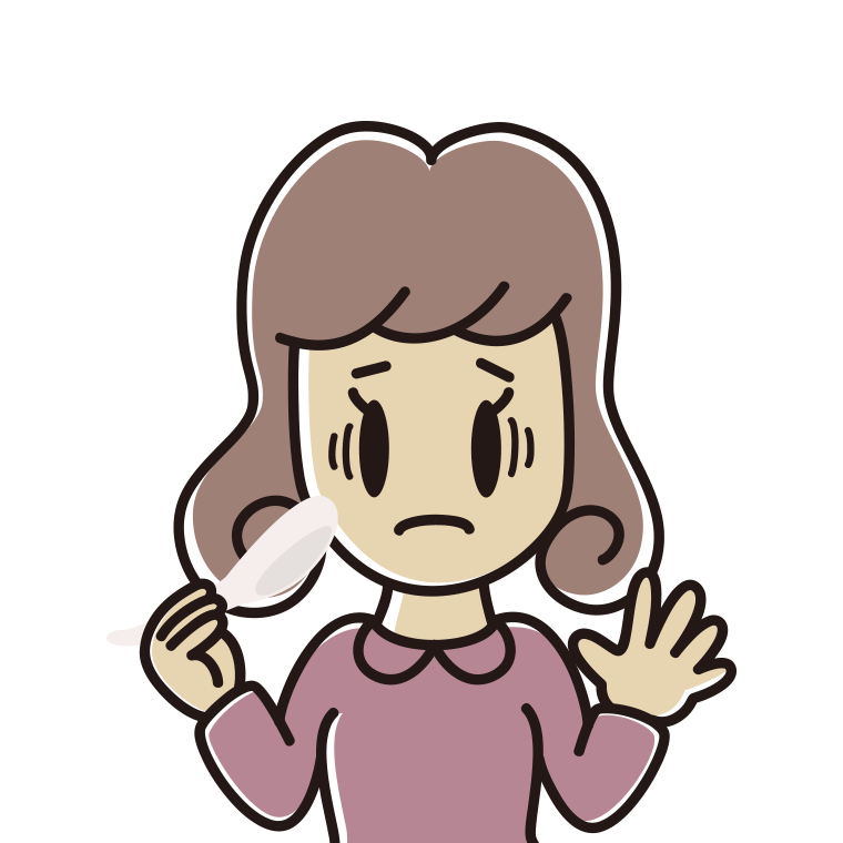 レンゲで困る女子大学生のイラスト【色あり、背景なし】透過PNG