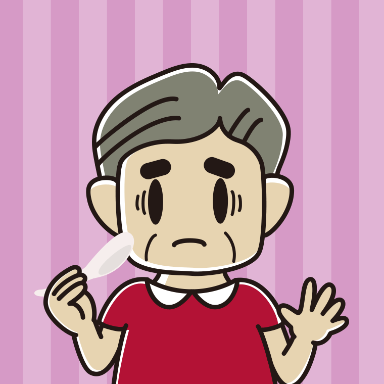 レンゲで困るおじさんのイラスト【色、背景あり】PNG