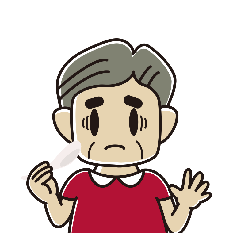 レンゲで困るおじさんのイラスト【色あり、背景なし】透過PNG