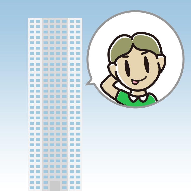 タワーマンションでテヘヘな小学生男子のイラスト【色、背景あり】PNG
