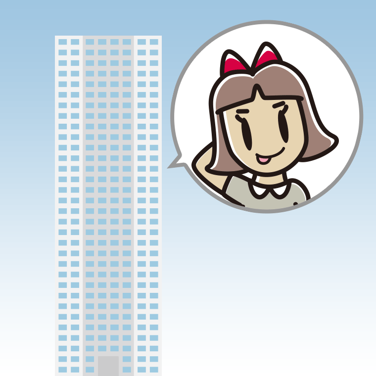 タワーマンションでテヘヘな小学生女子のイラスト【色、背景あり】PNG