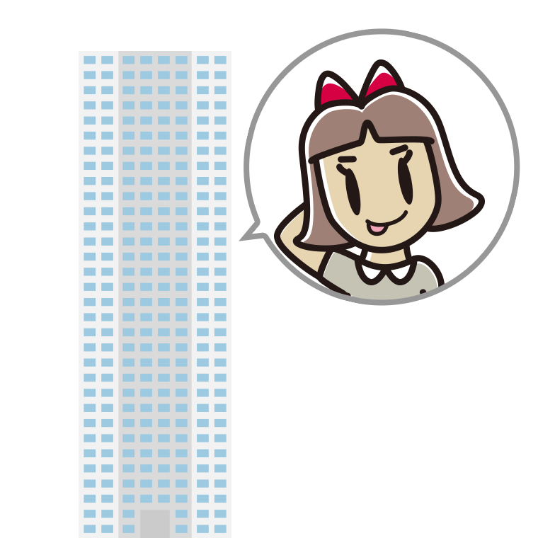 タワーマンションでテヘヘな小学生女子のイラスト【色あり、背景なし】透過PNG