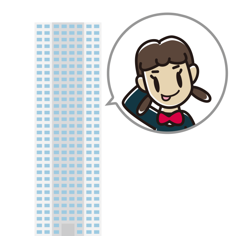 タワーマンションでテヘヘな女子中学生のイラスト【色あり、背景なし】透過PNG