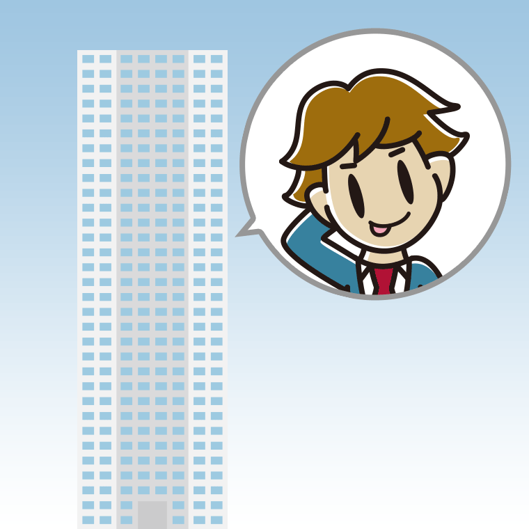 タワーマンションでテヘヘな男子高校生のイラスト【色、背景あり】PNG