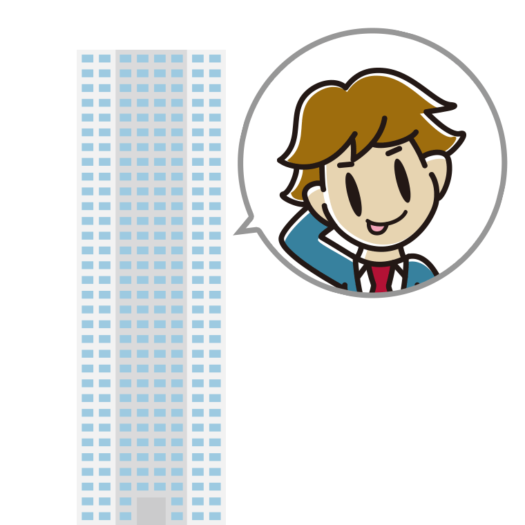 タワーマンションでテヘヘな男子高校生のイラスト【色あり、背景なし】透過PNG