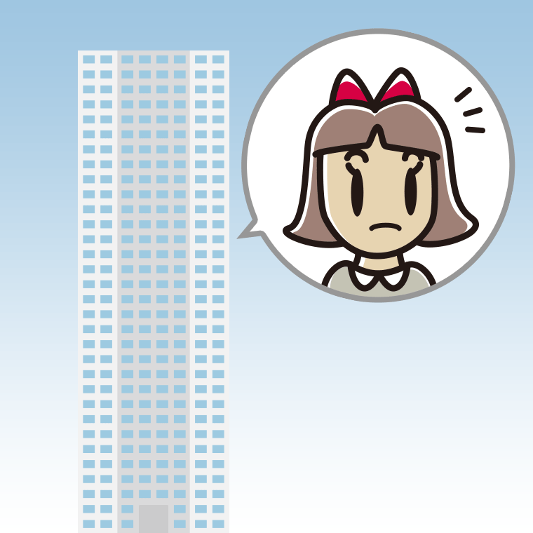 タワーマンションで何かに気付く小学生女子のイラスト【色、背景あり】PNG