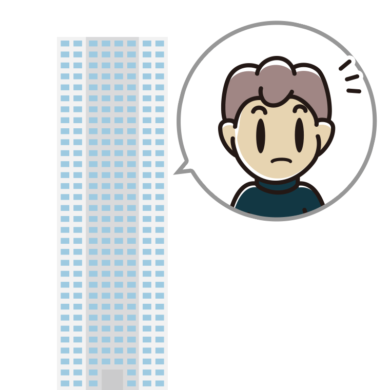 タワーマンションで何かに気付く男子中学生のイラスト【色あり、背景なし】透過PNG