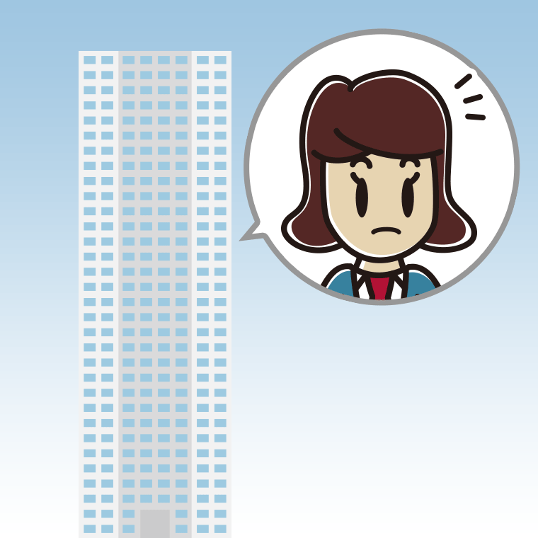 タワーマンションで何かに気付く女子高校生のイラスト【色、背景あり】PNG