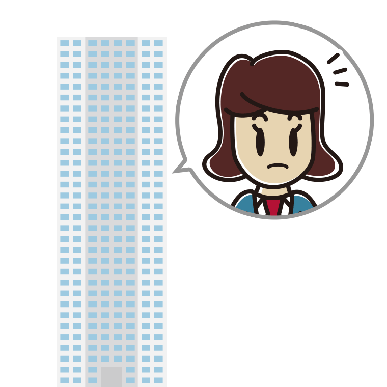 タワーマンションで何かに気付く女子高校生のイラスト【色あり、背景なし】透過PNG