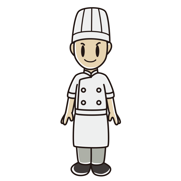 男性料理人のイラスト【色あり、背景なし】透過PNG