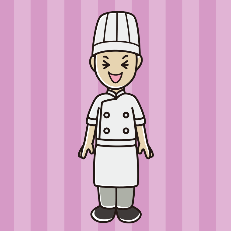 笑う男性料理人のイラスト【色、背景あり】PNG