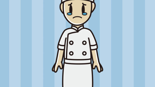 泣く男性料理人のイラスト【色、背景あり】PNG