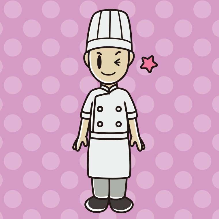 ウインクする男性料理人のイラスト【色、背景あり】PNG