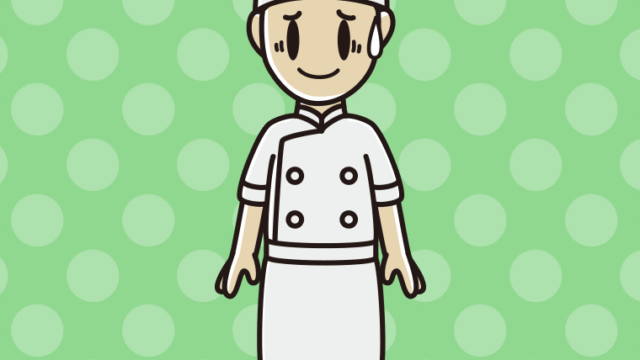 苦笑いする男性料理人のイラスト【色、背景あり】PNG