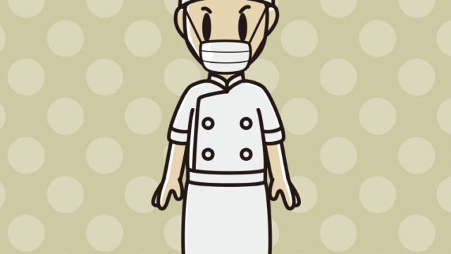 マスクをする男性料理人のイラスト【色、背景あり】PNG