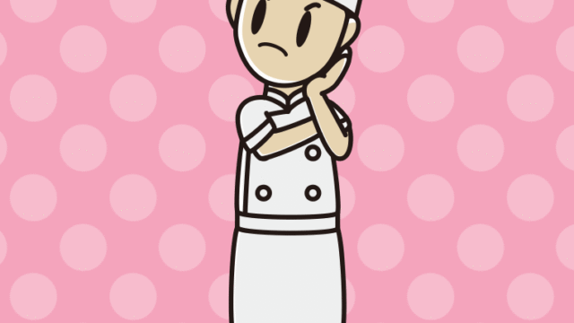 考える男性料理人のイラスト【色、背景あり】PNG