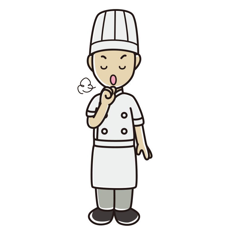 咳払いする男性料理人のイラスト【色あり、背景なし】透過PNG