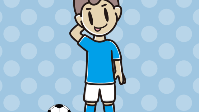 テヘヘなサッカーのユニフォーム姿の男子中学生のイラスト【色、背景あり】PNG