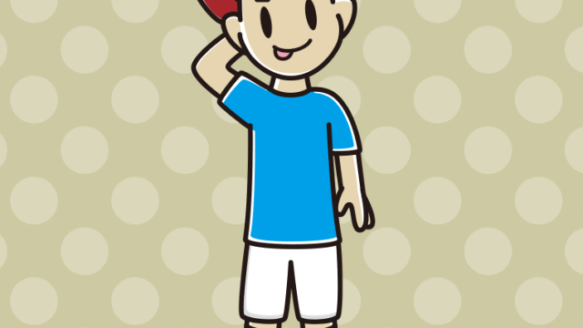 テヘヘなサッカーのユニフォーム姿の男子大学生のイラスト【色、背景あり】PNG