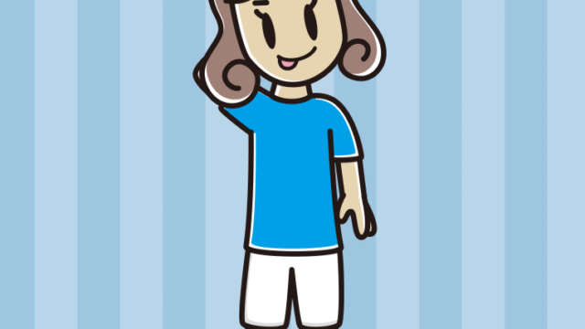 テヘヘなサッカーのユニフォーム姿の女子大学生のイラスト【色、背景あり】PNG